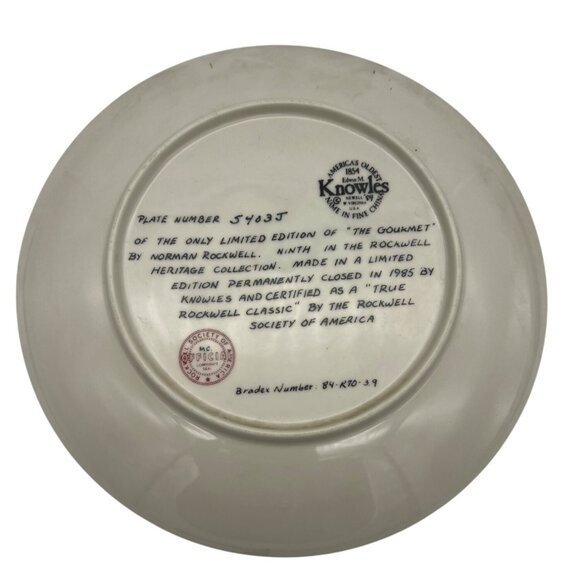 1985 Knowles Norman Rockwell Plate The Gourmet 8.5" Bradex 84-R70-3.9 With Box - Picture 3 of 6